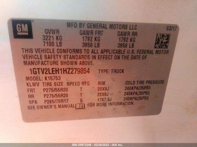1GTV2LEH1HZ279854 GMC SIERRA 1500