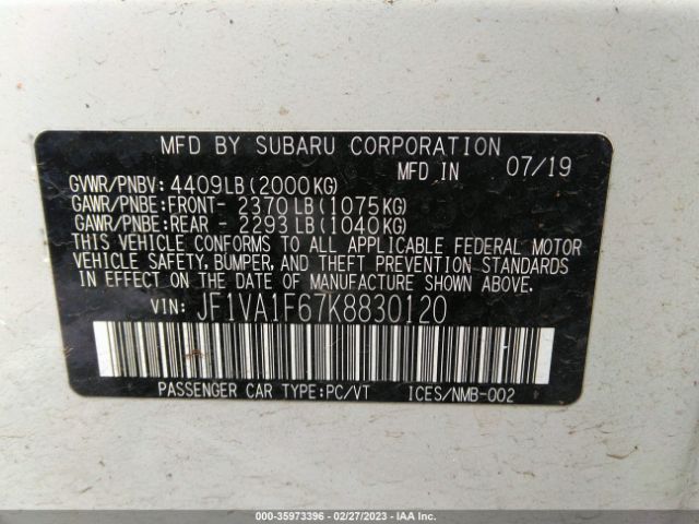 JF1VA1F67K8830120 Subaru Wrx Premium
