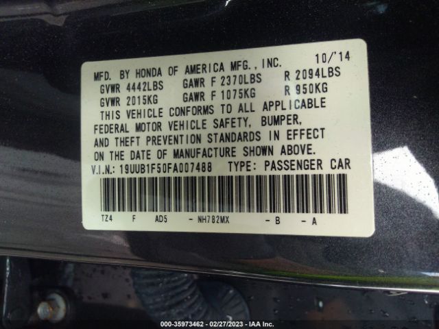 19UUB1F50FA007488 Acura TLX TECH