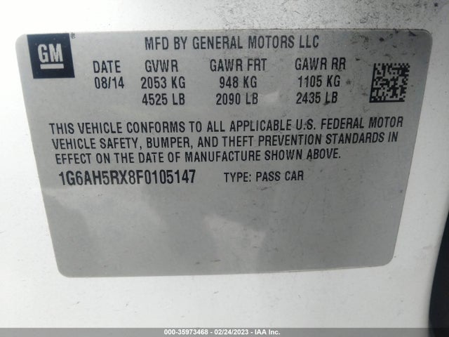 2015 CADILLAC ATS 1G6AH5RX8F0105147 Photo 8