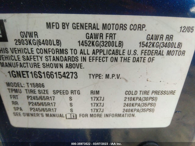 Chevrolet Trailblazer Ls 2006 1GNET16S166154273 Image 10
