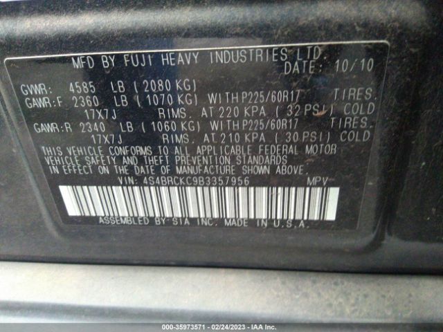 4S4BRCKC9B3357956 Subaru Outback 2.5i Limited Pwr Moon