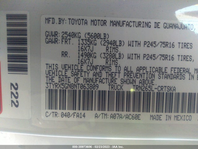2022 Toyota Tacoma, VIN: 3TYRX5GN8NT063809