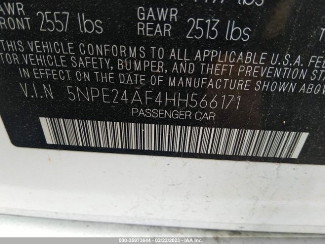 5NPE24AF4HH566171 Hyundai SONATA SE