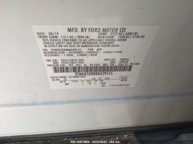 2019 Ford Flex, VIN: 2FMGK5D88KBA29555