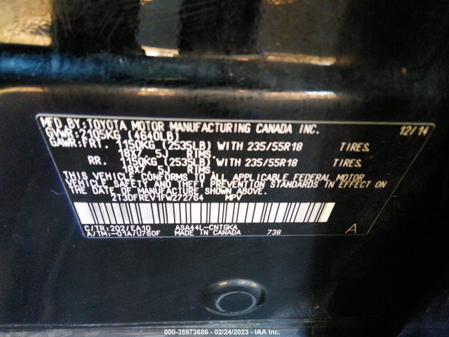 2015 Toyota RAV4, VIN: 2T3DFREV1FW272764