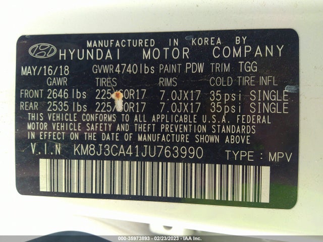 Hyundai TUCSON SEL 2018 KM8J3CA41JU763990 Image 10