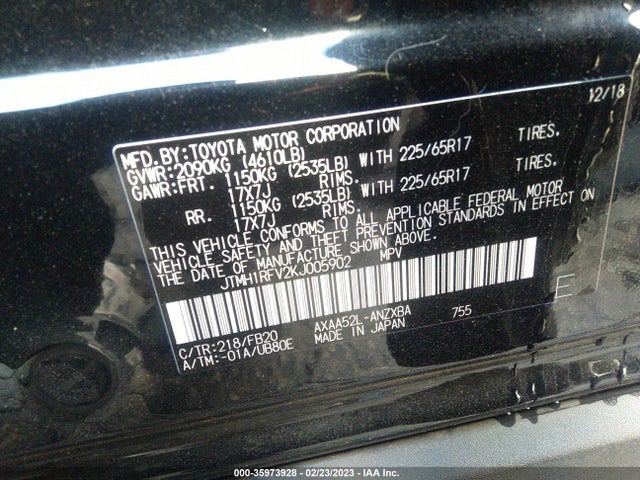 Toyota RAV4 LE 2019 JTMH1RFV2KJ005902 Image 9