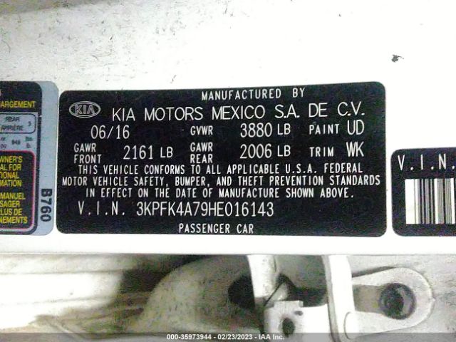 3KPFK4A79HE016143 KIA FORTE LX