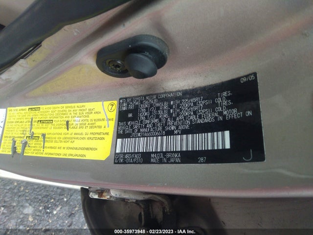 Toyota HIGHLANDER HYBRID 2006 JTEDW21A660006618 Image 10