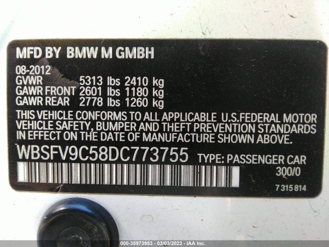 BMW M5 2013 WBSFV9C58DC773755 Image 9