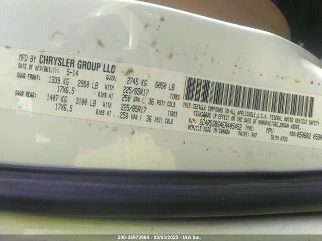 Dodge Grand Caravan American Value Pkg 2014 2C4RDGBG4ER405452 Image 9
