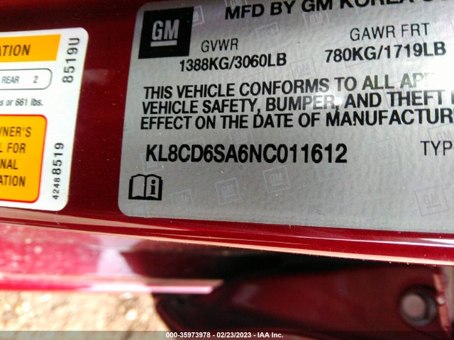 2022 Chevrolet Spark, VIN: KL8CD6SA6NC011612