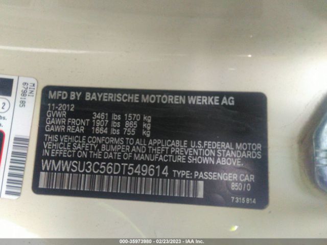 WMWSU3C56DT549614 Mini COOPER HARDTOP