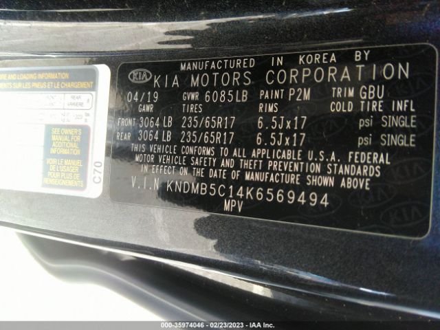 KNDMB5C14K6569494 KIA SEDONA LX