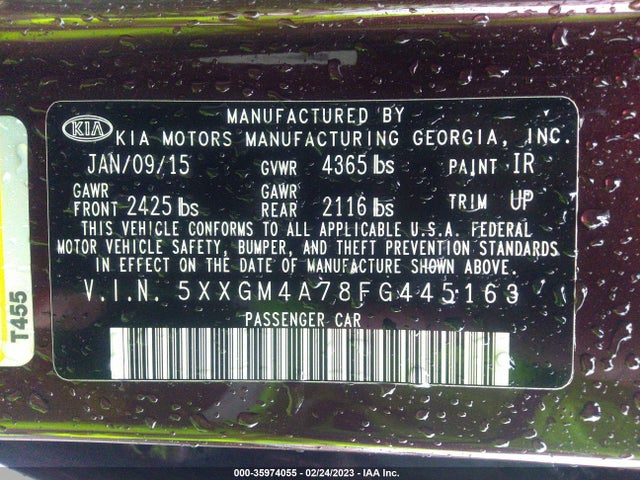 KIA Optima Lx 2015 5XXGM4A78FG445163 Image 10