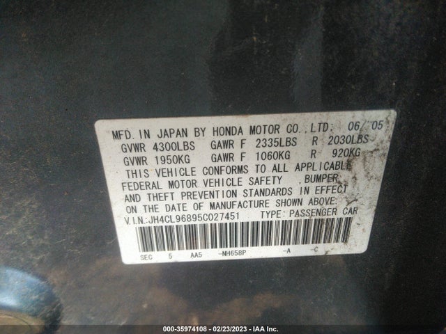 Acura TSX 2005 JH4CL96895C027451 Image 10