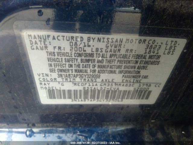 3N1AB7AP3GY329068 Nissan SENTRA SV