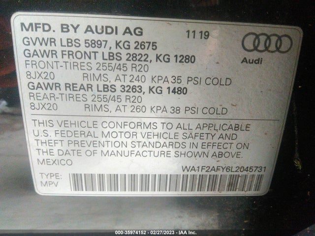 2020 Audi Q5, VIN: WA1F2AFY6L2045731