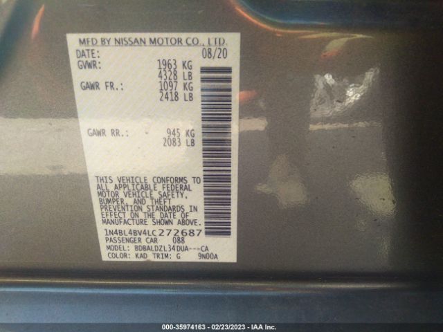 1N4BL4BV4LC272687 Nissan Altima 2.5 S
