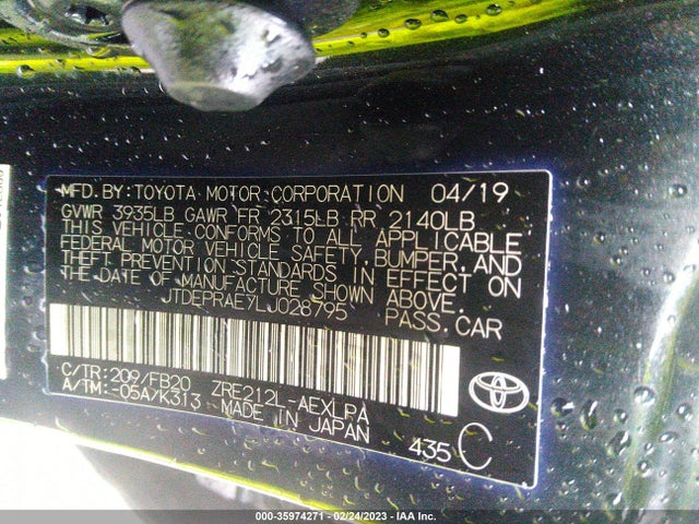 2020 TOYOTA COROLLA LE VIN: JTDEPRAE7LJ028795