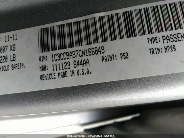 Chrysler 200 LX 2012 1C3CCBAB7CN166849 Image 10