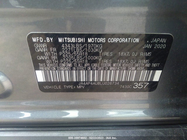 2020 Mitsubishi Outlander, VIN: JA4AP4AU8LU026734