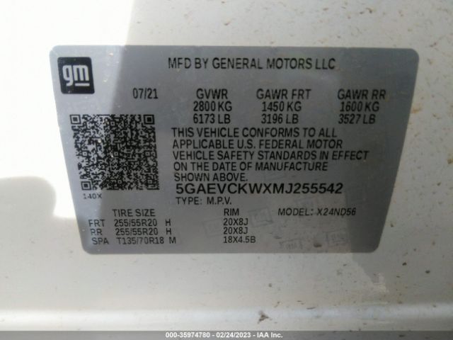 5GAEVCKWXMJ255542 Buick Enclave Avenir