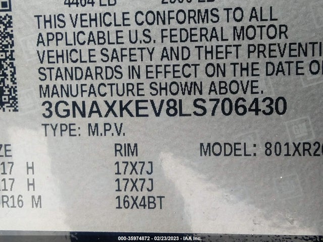 Chevrolet EQUINOX LT 2020 3GNAXKEV8LS706430 Image 9