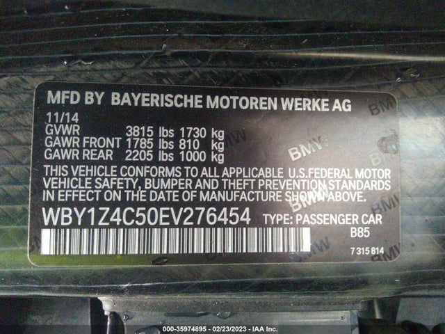 2014 BMW i3, VIN: WBY1Z4C50EV276454