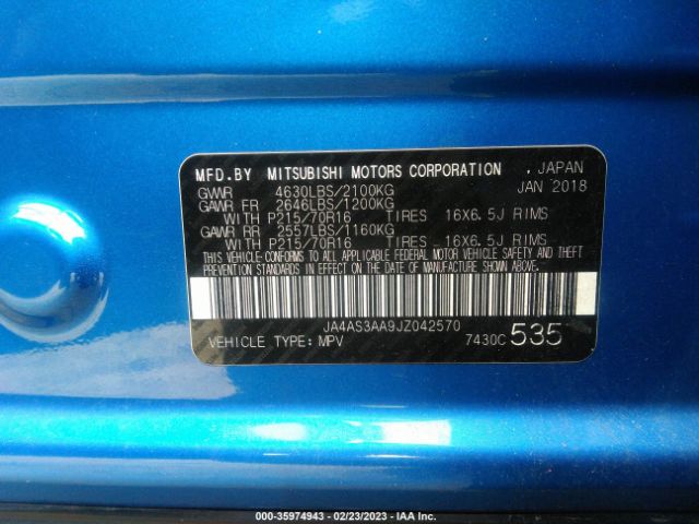 JA4AS3AA9JZ042570 Mitsubishi Eclipse Cross Es