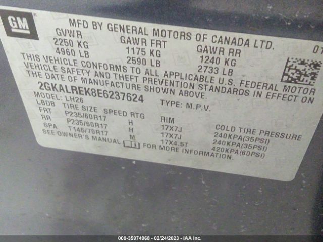 2GKALREK8E6237624 GMC Terrain Sle