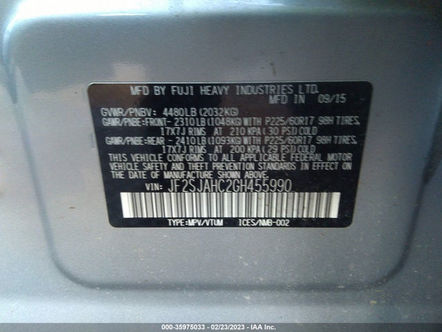 2016 Subaru Forester, VIN: JF2SJAHC2GH455990