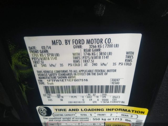 1FTFW1ET1EFB07516 Ford F-150 Fx4