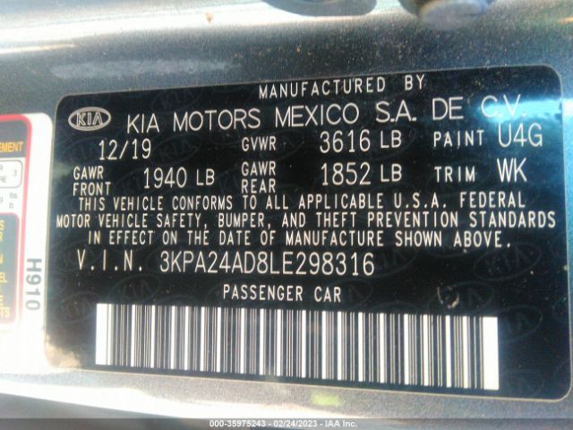 3KPA24AD8LE298316 KIA RIO S