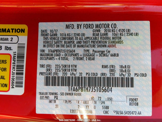 Ford Mustang Ecoboost 2018 1FA6P8TH7J5105604 Image 11