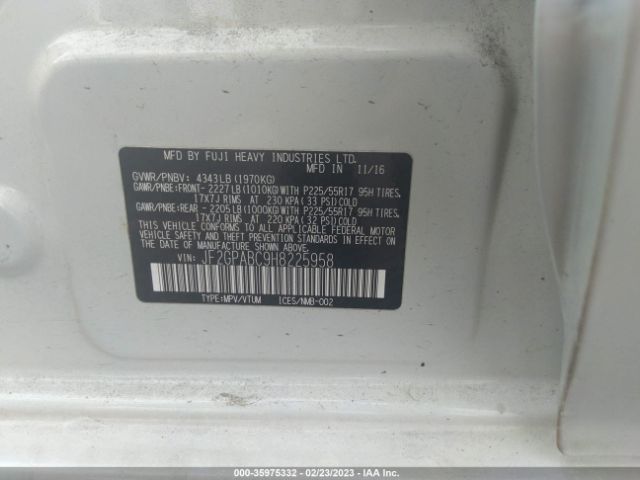 JF2GPABC9H8225958 Subaru Crosstrek Premium