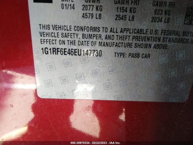 Chevrolet Volt 2014 1G1RF6E46EU147730 Image 9