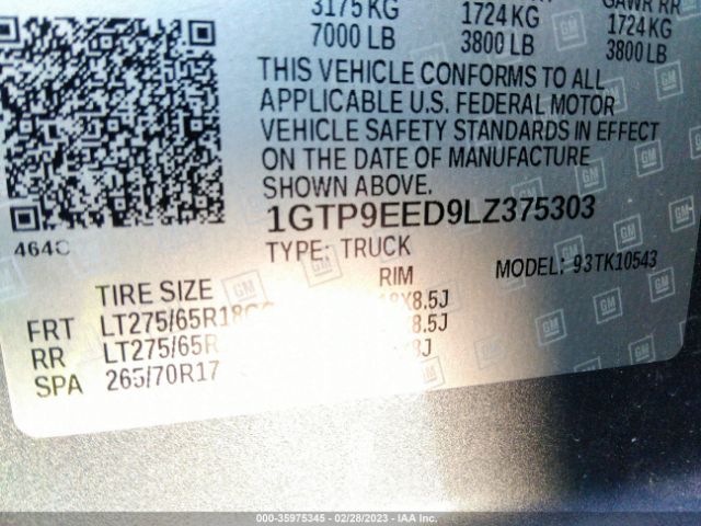 1GTP9EED9LZ375303 GMC Sierra 1500 At4