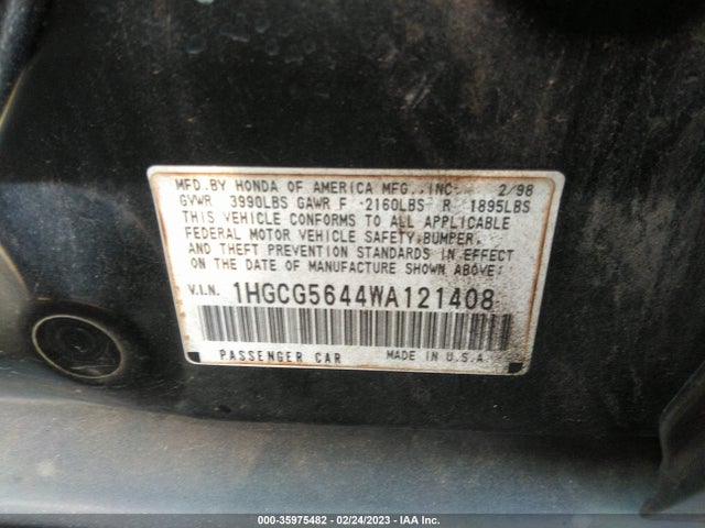 Honda ACCORD SDN 1998 1HGCG5644WA121408 Image 10