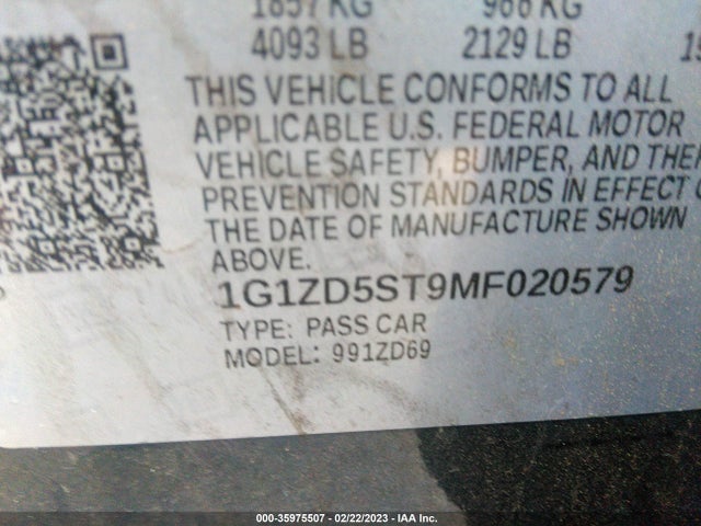 Chevrolet MALIBU LT 2021 1G1ZD5ST9MF020579 Image 9