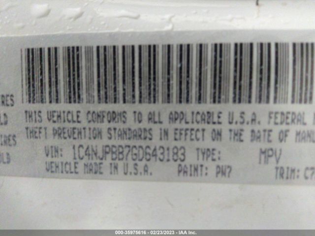 1C4NJPBB7GD643183 Jeep Patriot Sport