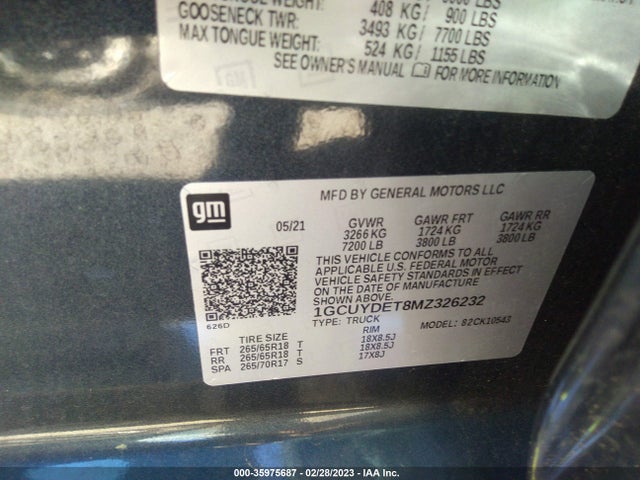Chevrolet Silverado 1500 Lt 2021 1GCUYDET8MZ326232 Image 9