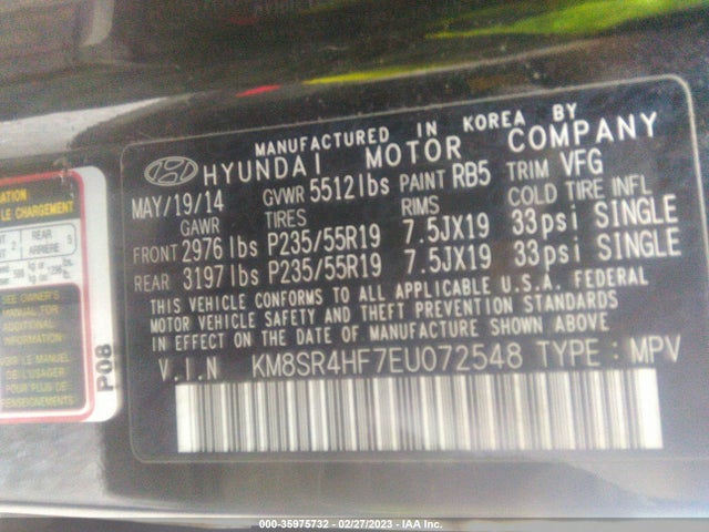 Hyundai Santa Fe Gls 2014 KM8SR4HF7EU072548 Image 9