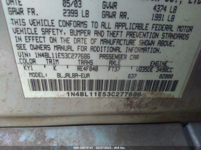 1N4BL11E53C277686 Nissan ALTIMA SE