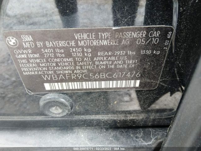 WBAFR9C56BC617476 BMW 5 Series 550i