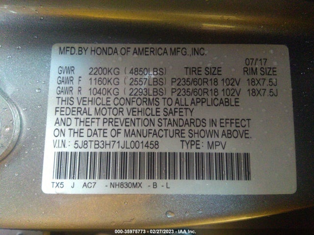 Acura Rdx W/advance Pkg 2018 5J8TB3H71JL001458 Image 9
