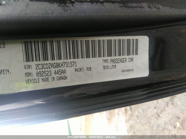 Dodge Challenger Sxt 2019 2C3CDZAG8KH731571 Image 9
