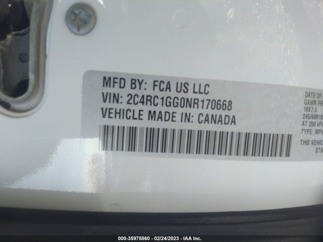 2022 Chrysler Pacifica, VIN: 2C4RC1GG0NR170668