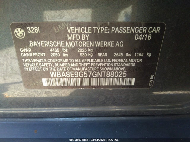 WBA8E9G57GNT88025 BMW 328I